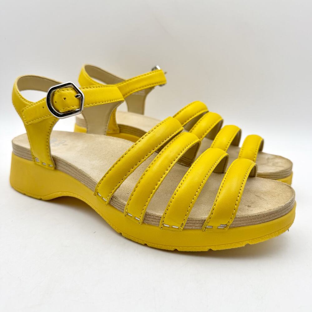 Dansko Womens Roxie Platform Sandals EU 39 US 9 Yellow Leather GUC - Picture 5 of 15